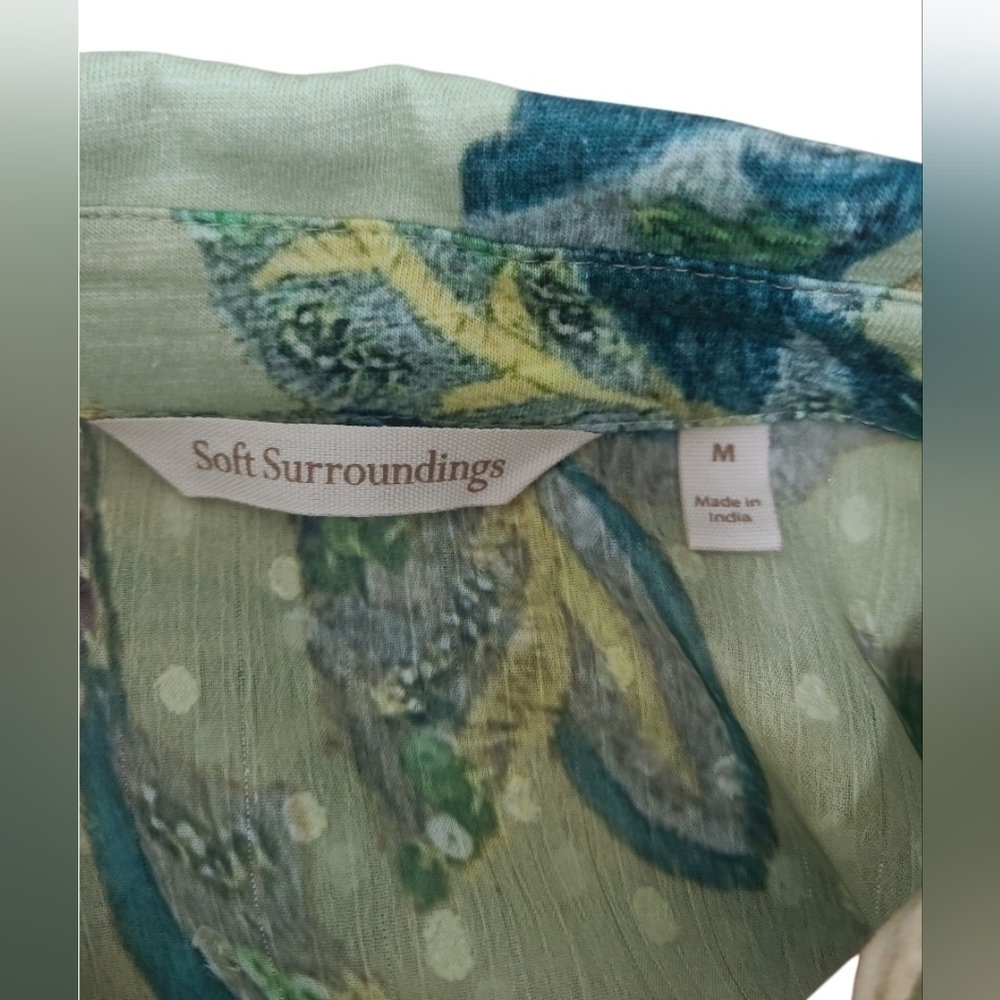 Soft Surroundings Elena Floral Cotton Tunic Top Medium Button Front - Picture 6 of 15
